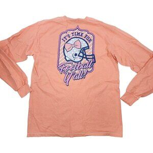 Benny & Belle It's Time for Football Ya'll L/S Bright Orange T-shirt Med Bow